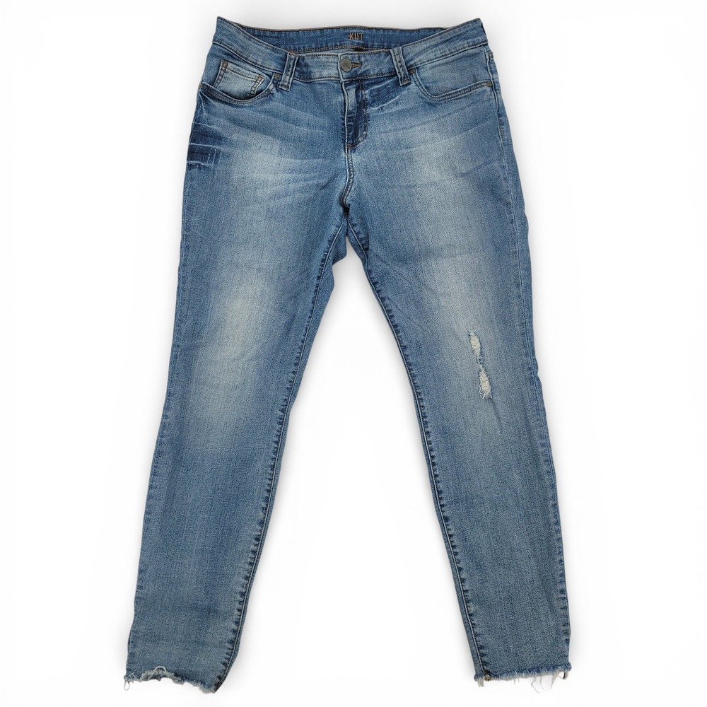 Kut from the Kloth Ankle Skinny Jeans Size‎ 14 Light Wash Raw Hem Y2K Casual